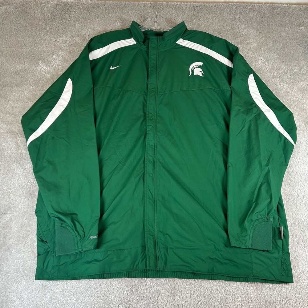 VTG Nike Team Michigan State Spartans Windbreaker Jacket Green Mens XXL Nike FIT